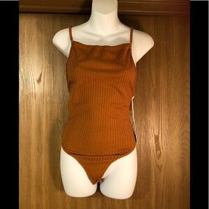 Copper Brown CAPULET spaghetti draw bodysuit S​​​​​​​